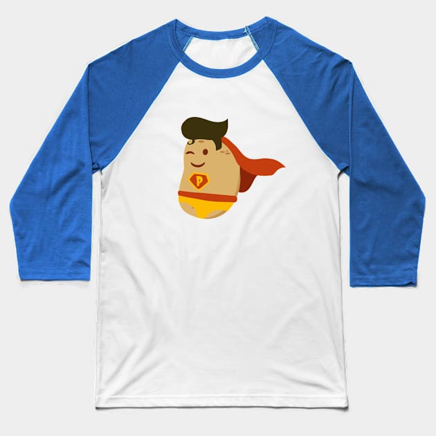 Superhero Potato Baseball T-Shirt by LemoBoy